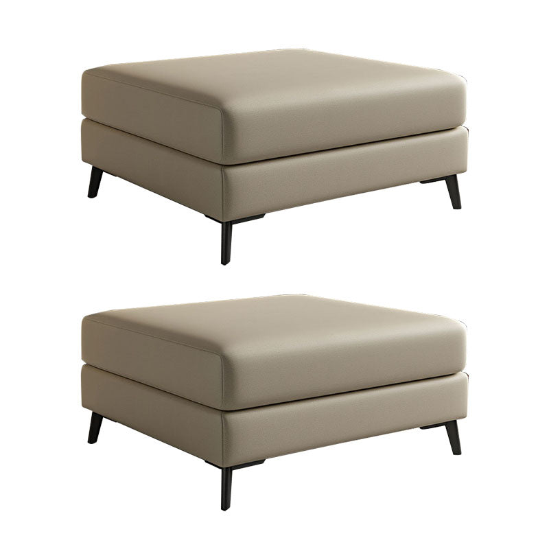 Rectangular Contemporary Ottoman Leather Foot Stool with Black Legs
