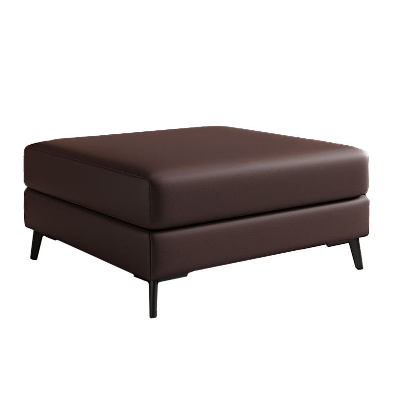 Rectangular Contemporary Ottoman Leather Foot Stool with Black Legs