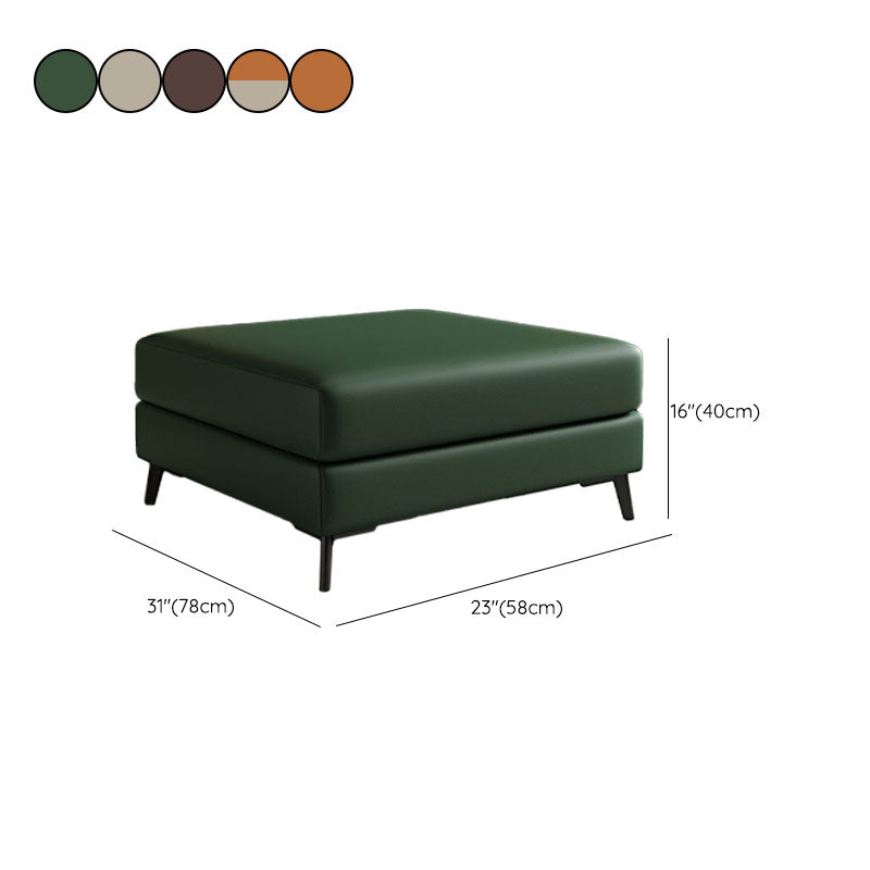 Rectangular Contemporary Ottoman Leather Foot Stool with Black Legs