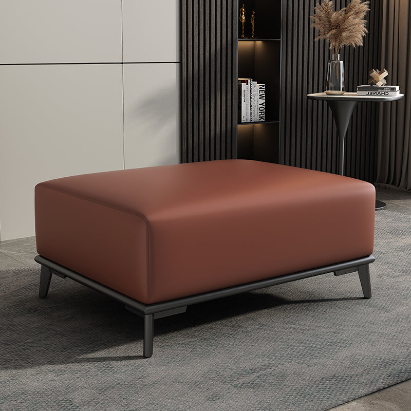 Home Contemporary Rectangular Ottoman Leather Foot Stool with Legs