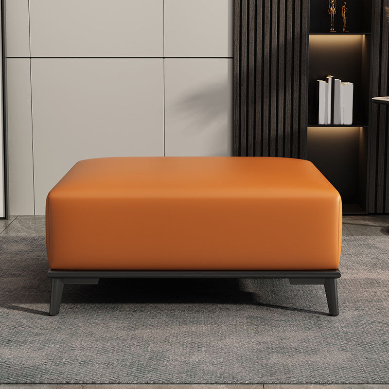 Home Contemporary Rectangular Ottoman Leather Foot Stool with Legs
