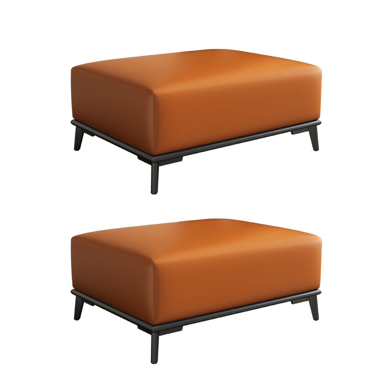 Home Contemporary Rectangular Ottoman Leather Foot Stool with Legs