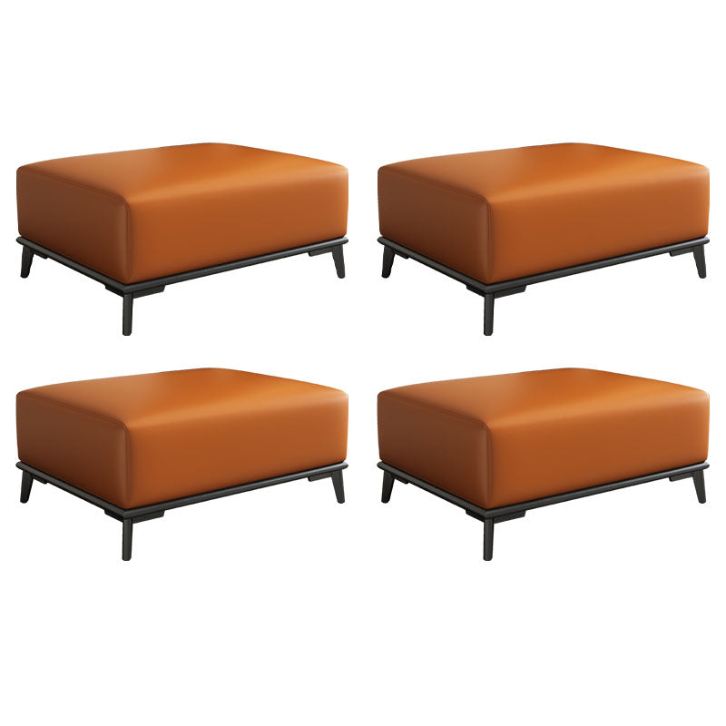 Home Contemporary Rectangular Ottoman Leather Foot Stool with Legs