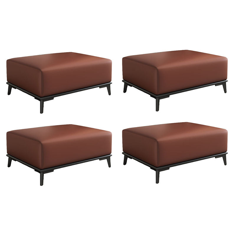 Home Contemporary Rectangular Ottoman Leather Foot Stool with Legs