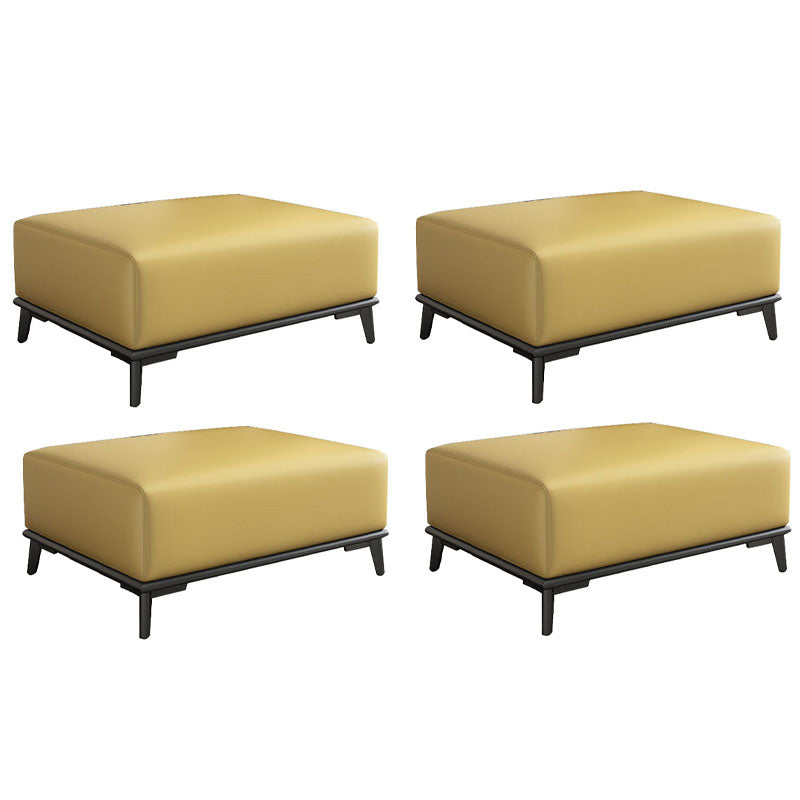 Home Contemporary Rectangular Ottoman Leather Foot Stool with Legs