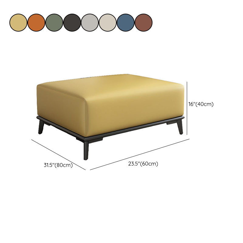Home Contemporary Rectangular Ottoman Leather Foot Stool with Legs