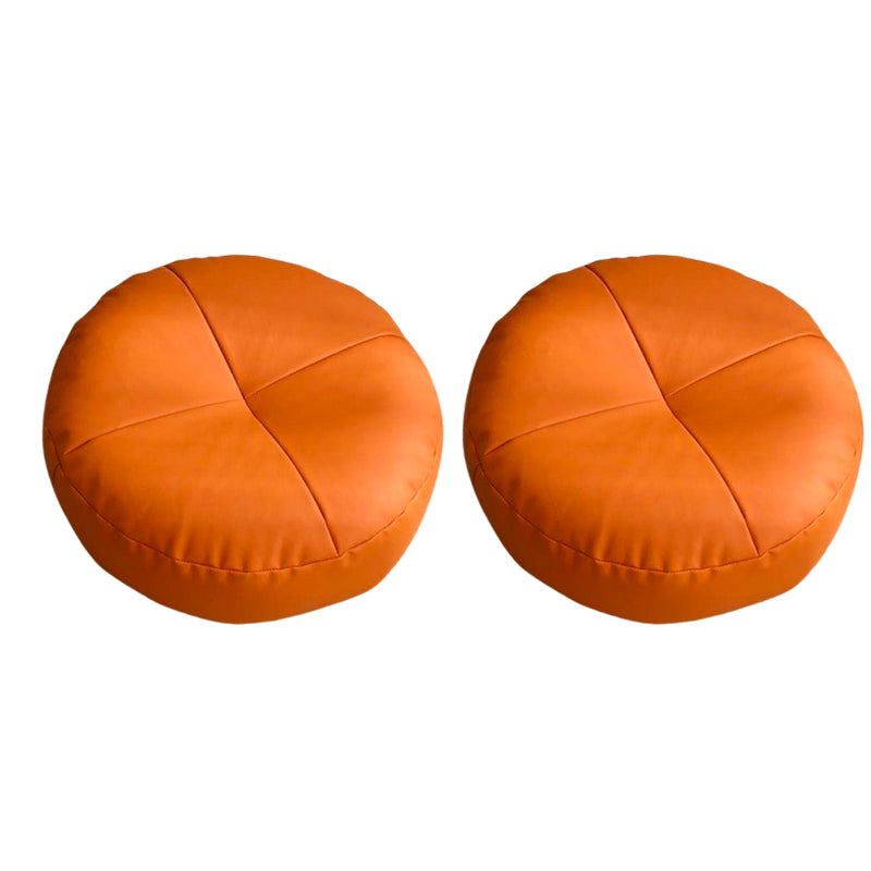 Modern Pouf Ottoman PU Leather Upholstered Tufted Solid Color Round Ottoman