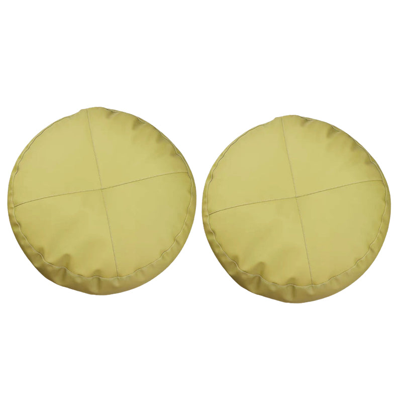 Modern Pouf Ottoman PU Leather Upholstered Tufted Solid Color Round Ottoman