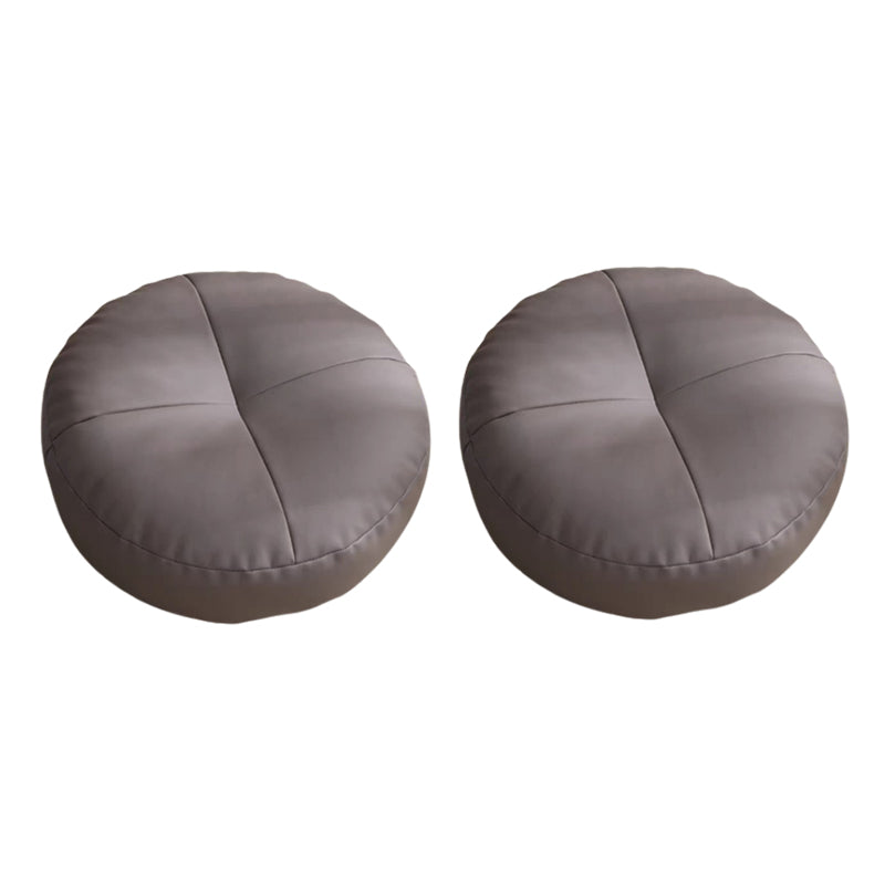 Modern Pouf Ottoman PU Leather Upholstered Tufted Solid Color Round Ottoman