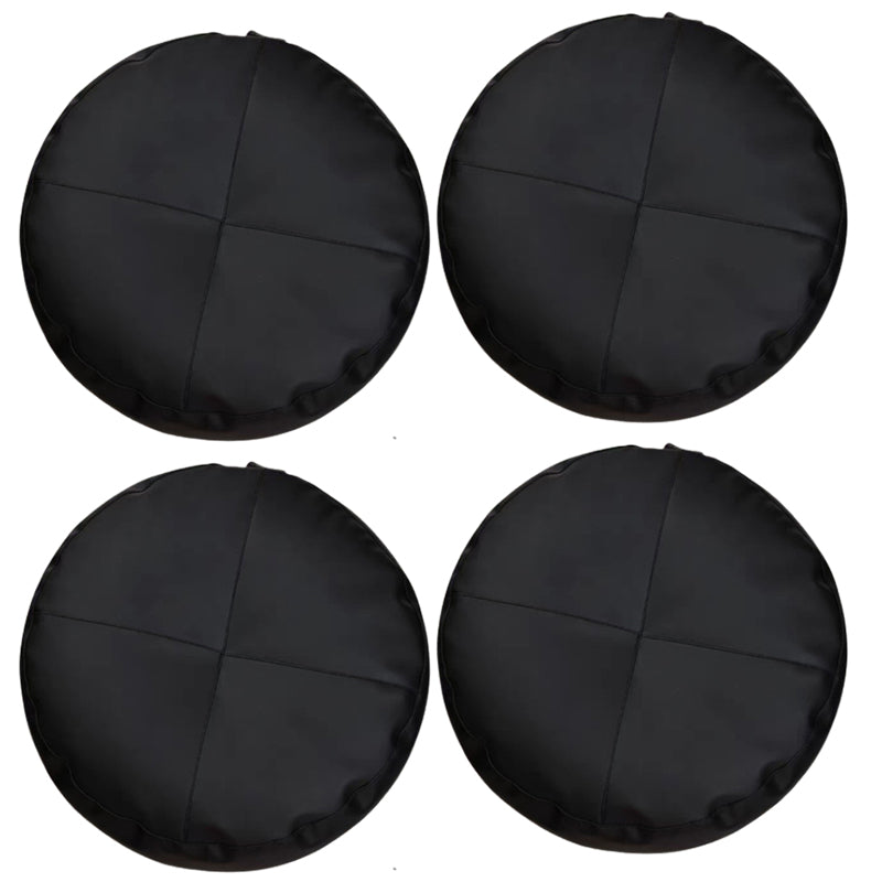 Modern Pouf Ottoman PU Leather Upholstered Tufted Solid Color Round Ottoman