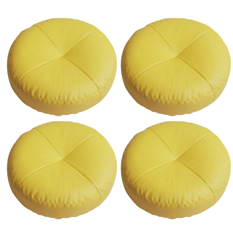 Modern Pouf Ottoman PU Leather Upholstered Tufted Solid Color Round Ottoman