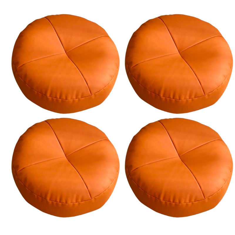 Modern Pouf Ottoman PU Leather Upholstered Tufted Solid Color Round Ottoman