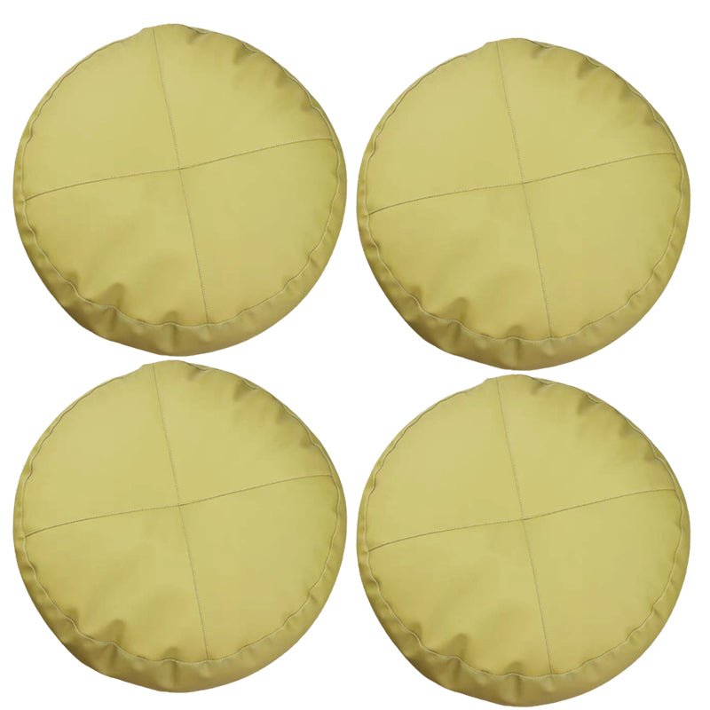 Modern Pouf Ottoman PU Leather Upholstered Tufted Solid Color Round Ottoman