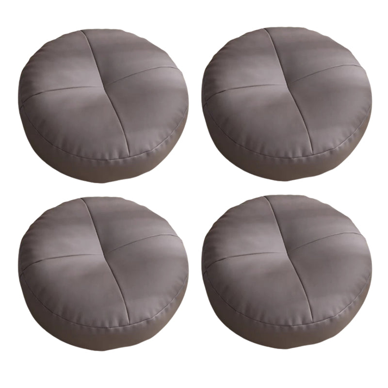 Modern Pouf Ottoman PU Leather Upholstered Tufted Solid Color Round Ottoman