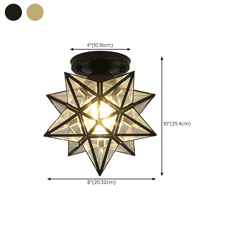 1 - Light Flush Mount in Black / Gold Finish Metal Geometric Ceiling Flush