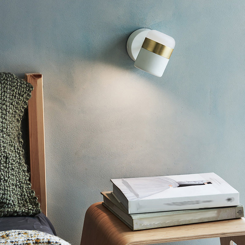 Modern Metal Wall Sconce Cylinder Shape Wall Light with Acrylic Shade for Bedroom