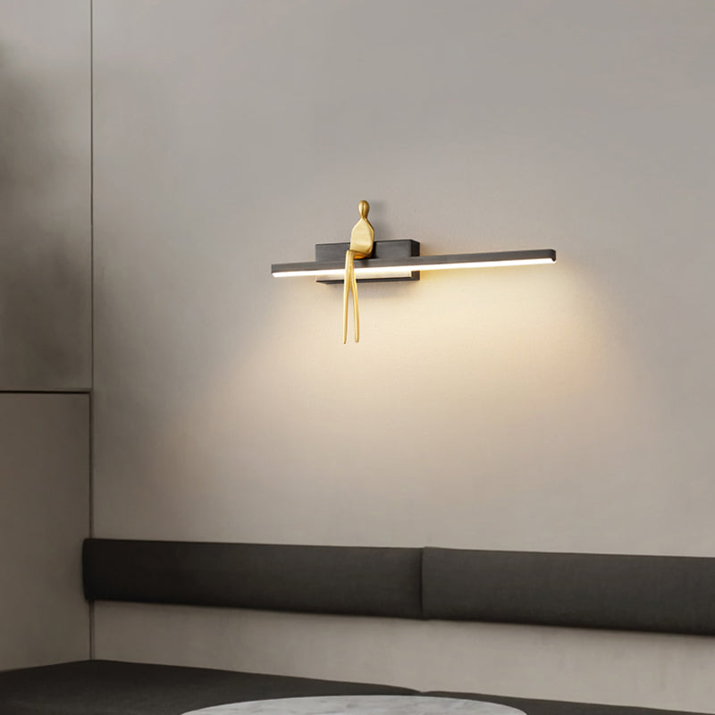 LED Modern Metal Wall Sconce Linear Shape Wall Light with Acrylic Shade for Bedroom