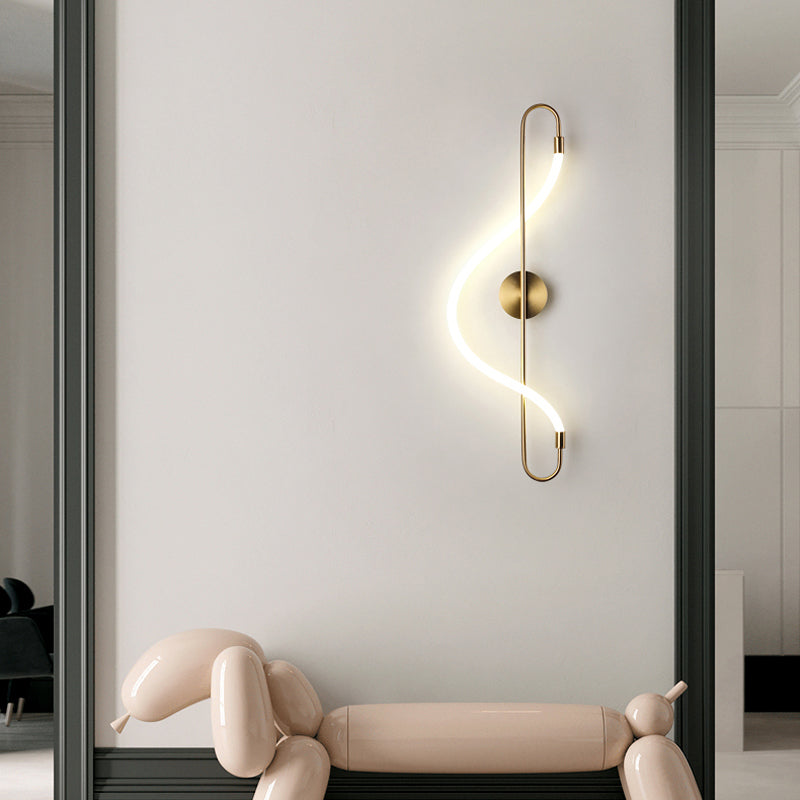 Modern Metal Wall Sconce Note Shape Wall Light with Silicone Shade for Bedroom