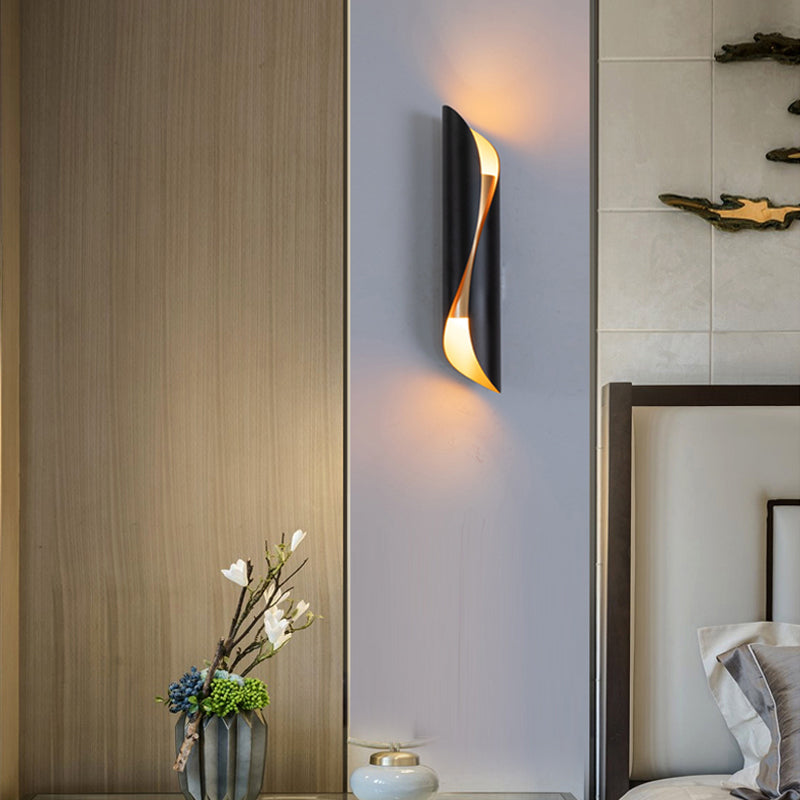Modern Style Wave Shape Wall Sconce Metal 2 Lights Sconces for Bedroom