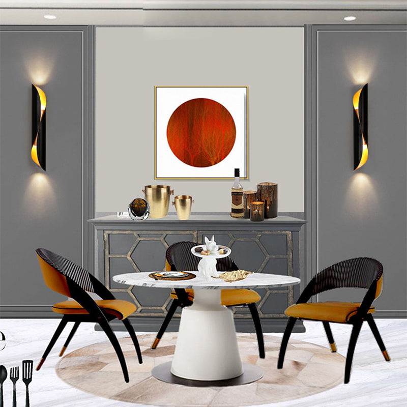 Modern Style Wave Shape Wall Sconce Metal 2 Lights Sconces for Bedroom