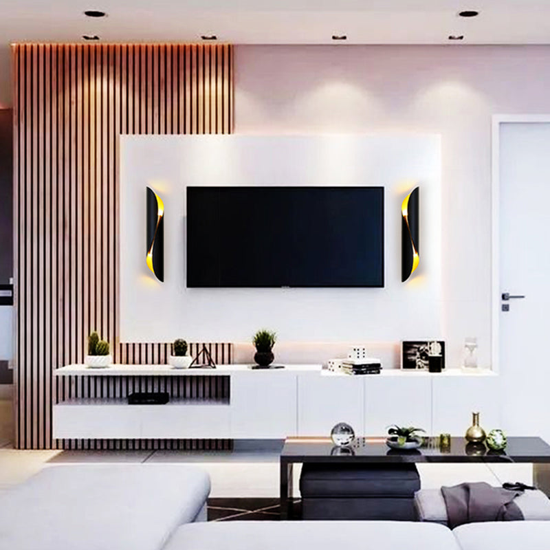 Modern Style Wave Shape Wall Sconce Metal 2 Lights Sconces for Bedroom