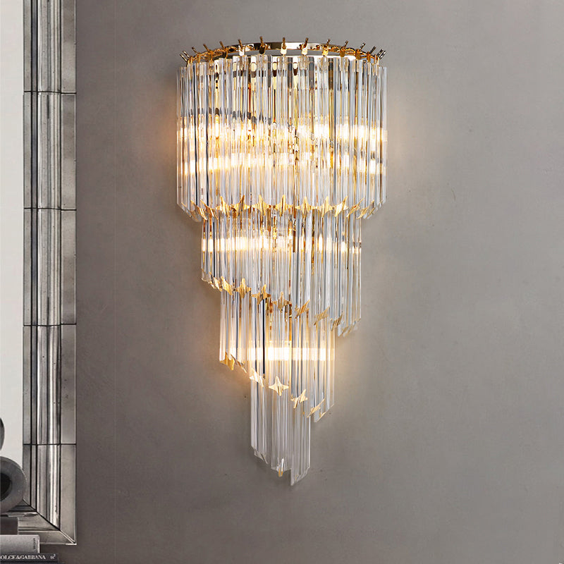 Modern Style Tiered Shape Wall Lamp Crystal Sconces for Bedroom