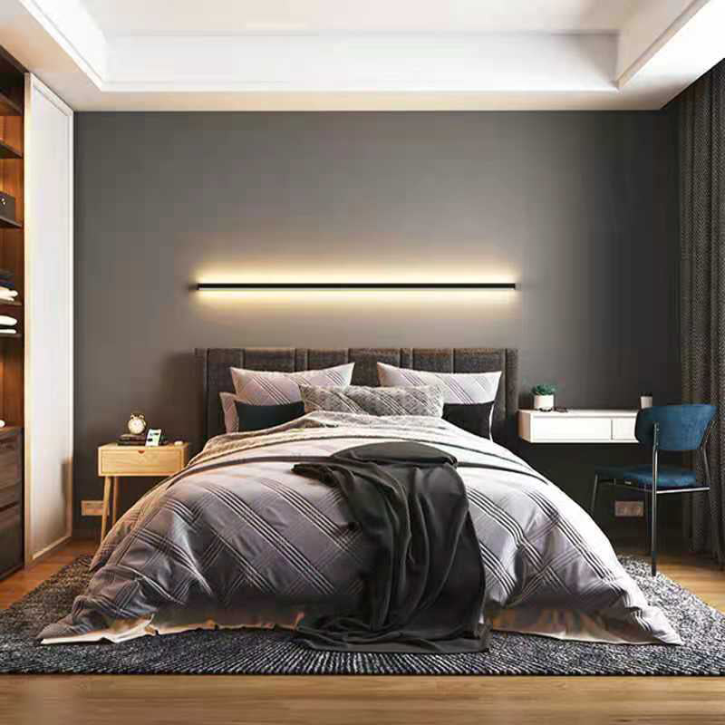 Simplicity Linear Sconce Light Metal 1 Light Wall Lamp in Black