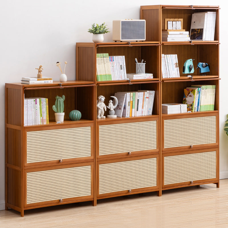 Contemporary Simple Rectangular Bamboo Cabinet with Doors in Brone