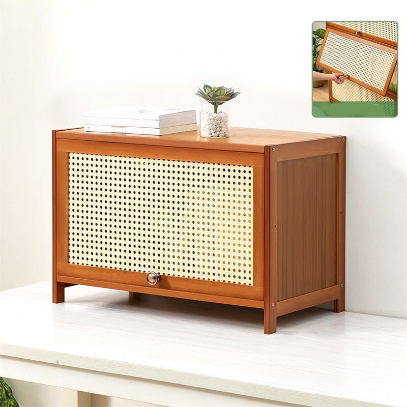Contemporary Simple Rectangular Bamboo Cabinet with Doors in Brone