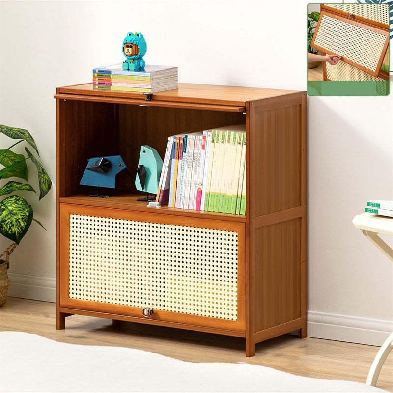 Contemporary Simple Rectangular Bamboo Cabinet with Doors in Brone
