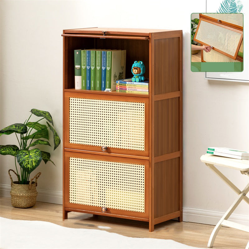 Contemporary Simple Rectangular Bamboo Cabinet with Doors in Brone