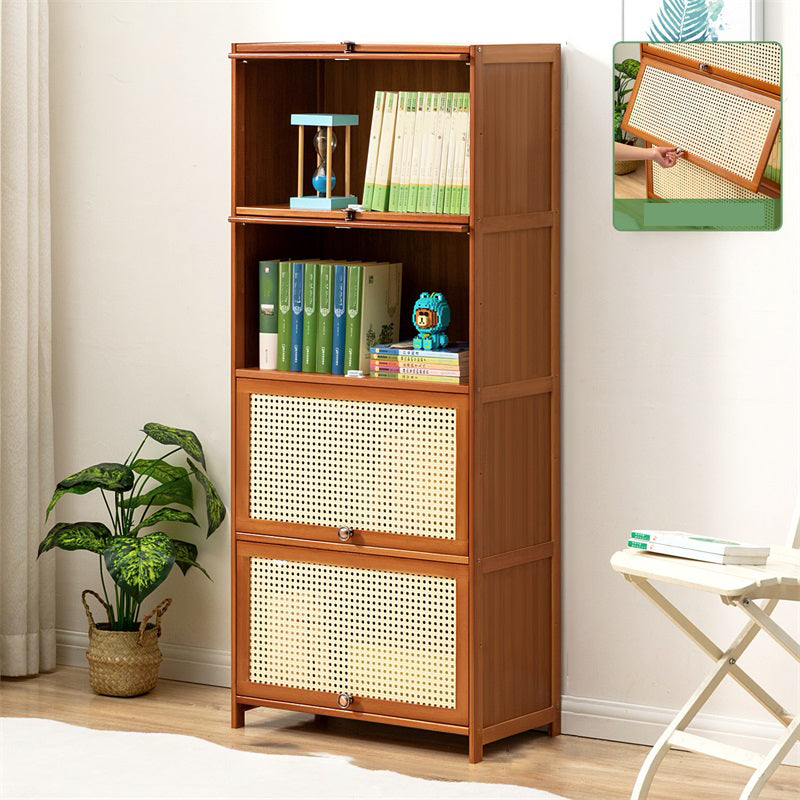 Contemporary Simple Rectangular Bamboo Cabinet with Doors in Brone