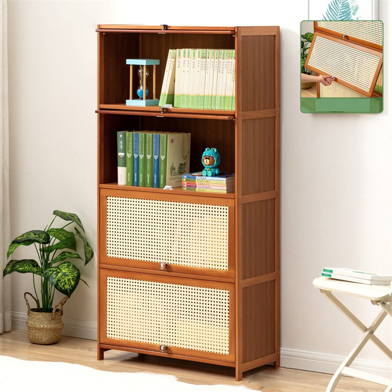 Contemporary Simple Rectangular Bamboo Cabinet with Doors in Brone