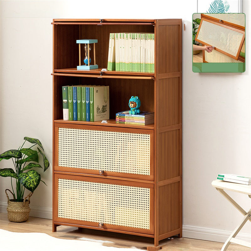 Contemporary Simple Rectangular Bamboo Cabinet with Doors in Brone