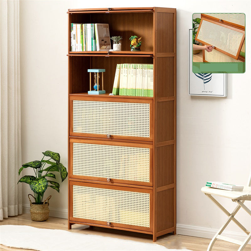 Contemporary Simple Rectangular Bamboo Cabinet with Doors in Brone