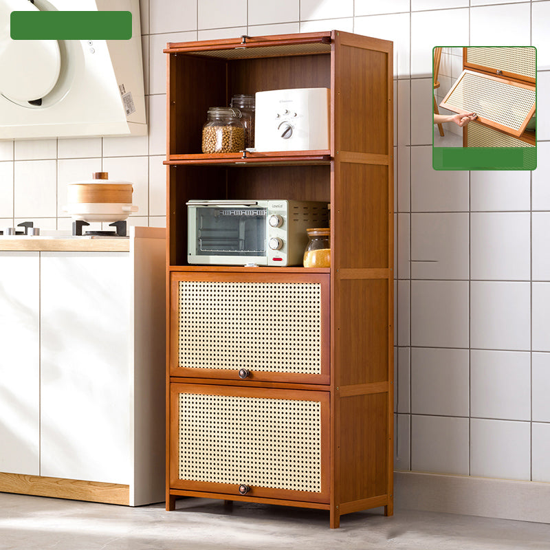 Mid-Century Modern Rectangle Cabinet with Wicker&Rattan Doors