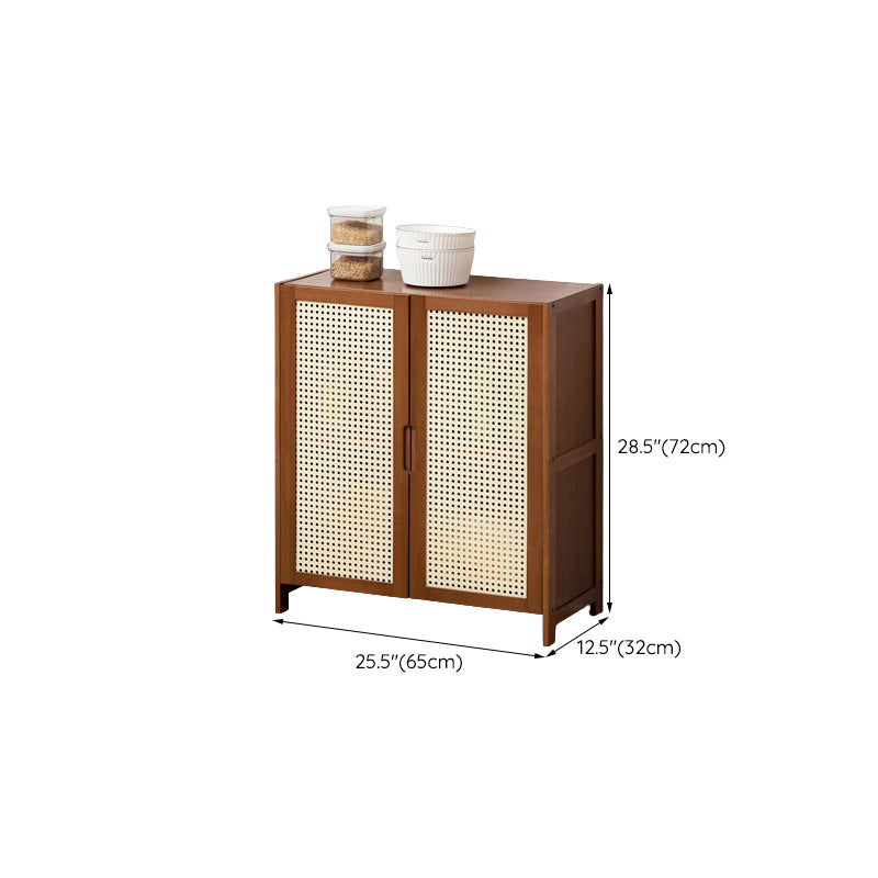 Mid-Century Modern Rectangle Cabinet with Wicker&Rattan Doors