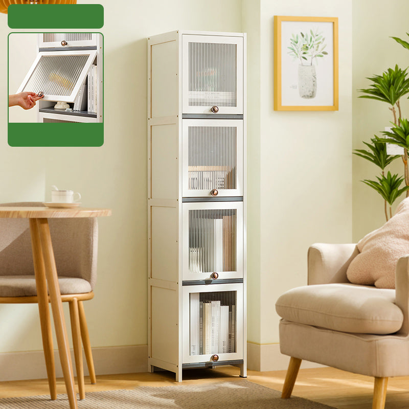 Contemporary White Cabinet with Glass Doors and Legs in Solid Wood
