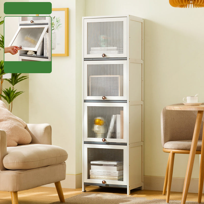 Contemporary White Cabinet with Glass Doors and Legs in Solid Wood