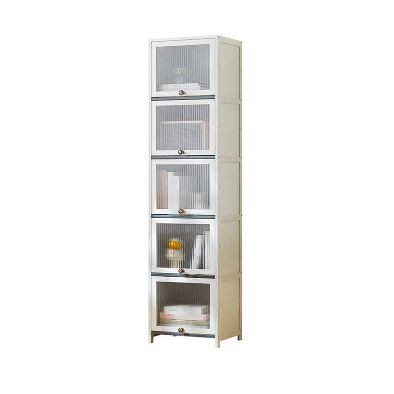 Contemporary White Cabinet with Glass Doors and Legs in Solid Wood