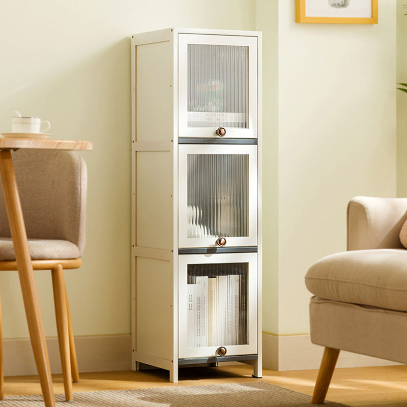 Contemporary White Cabinet with Glass Doors and Legs in Solid Wood
