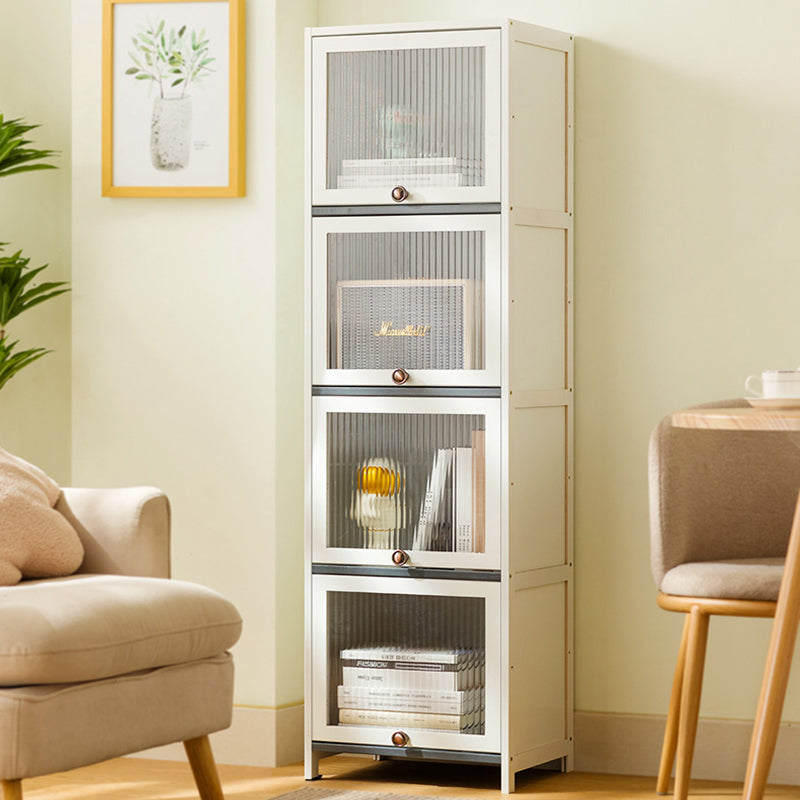 Contemporary White Cabinet with Glass Doors and Legs in Solid Wood