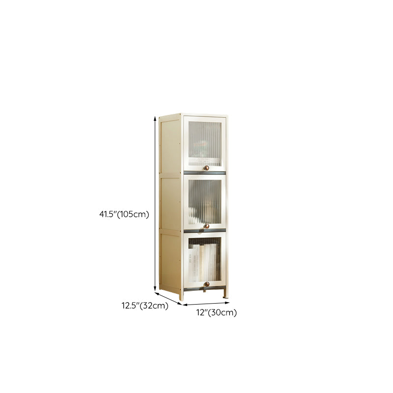Contemporary White Cabinet with Glass Doors and Legs in Solid Wood