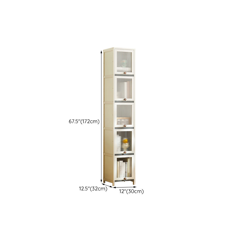 Contemporary White Cabinet with Glass Doors and Legs in Solid Wood