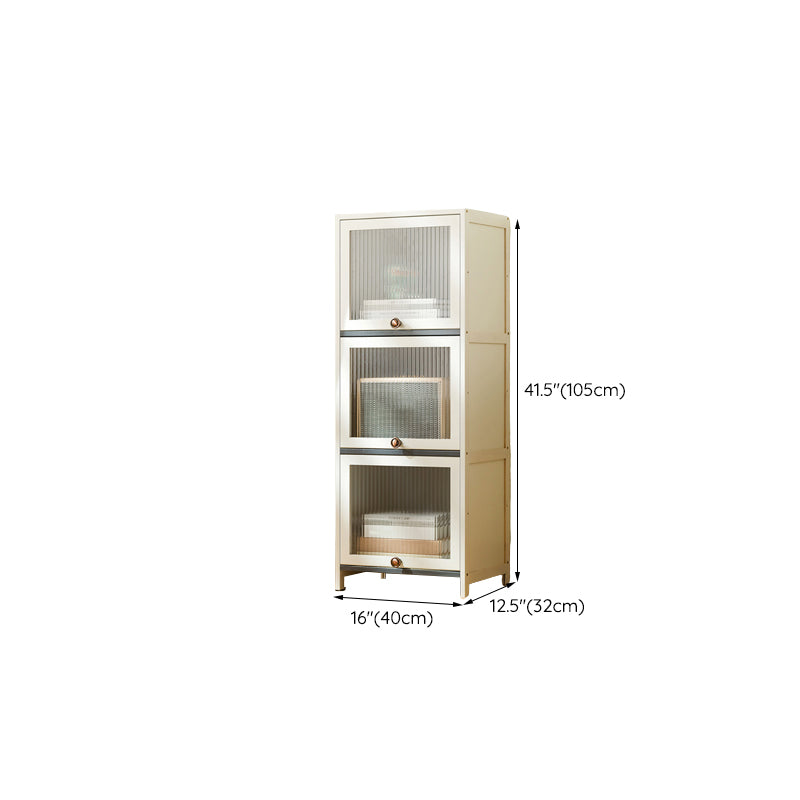 Contemporary White Cabinet with Glass Doors and Legs in Solid Wood