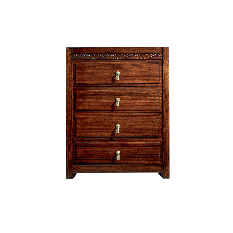 Dark Brown Drawers Chest Solid Wood Accent Chest for Living Roo