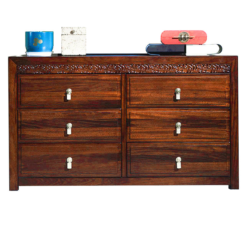 Dark Brown Drawers Chest Solid Wood Accent Chest for Living Roo