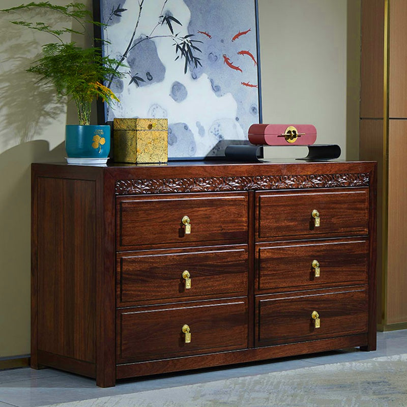 Mid-Century Modern Solid Wood Chest 27.56" Tall 6 - Drawer Accent Chest