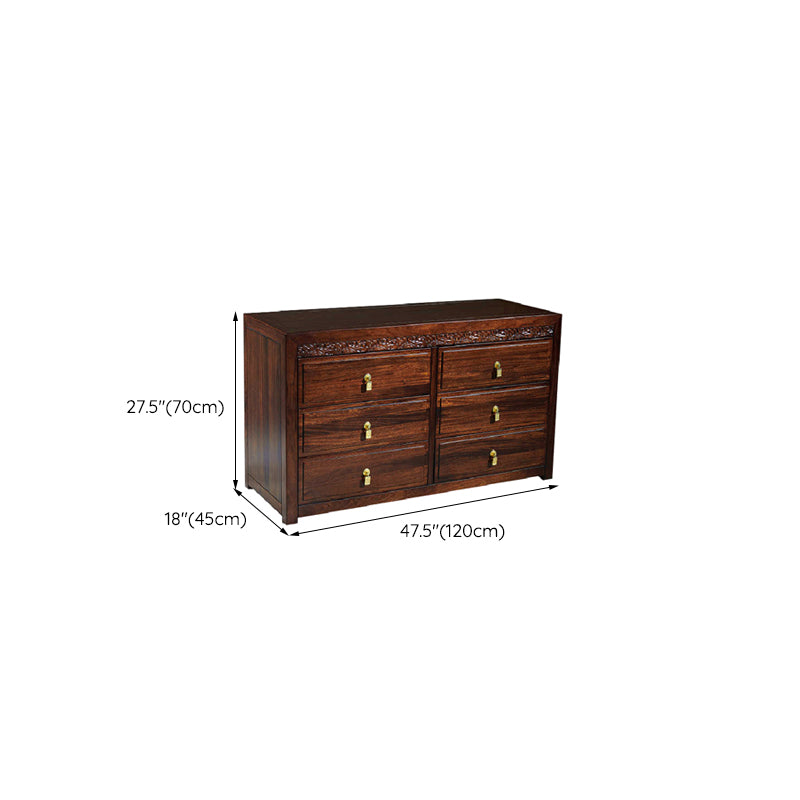 Mid-Century Modern Solid Wood Chest 27.56" Tall 6 - Drawer Accent Chest