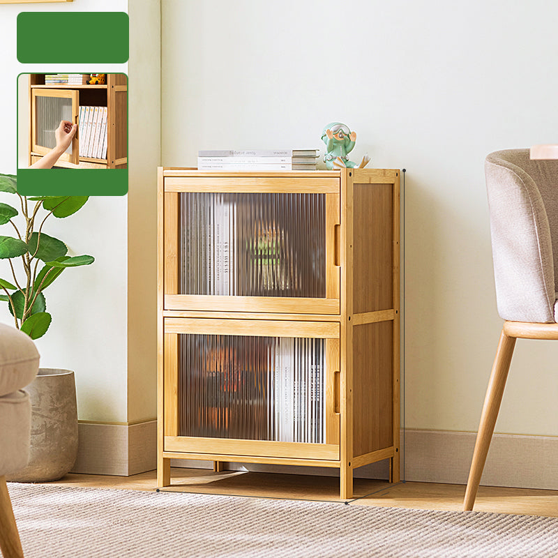 Scandinavian Accent Cabinet with Grooves Doors and Straight Legs
